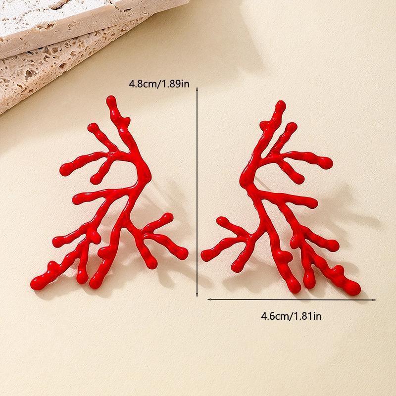 Stylish Ocean Style Coral Hollow Earrings For Women Ears Stud Party Wedding Jewelry Accessories Unique Gift