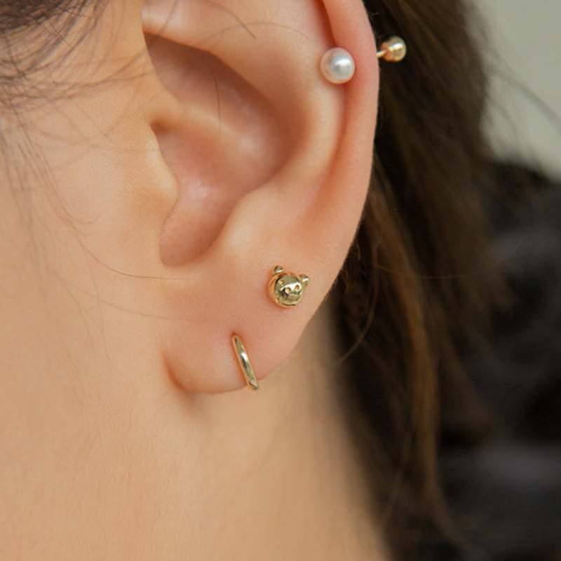 LUNNE 14k Round Bear Piercing (14k Gold) C15