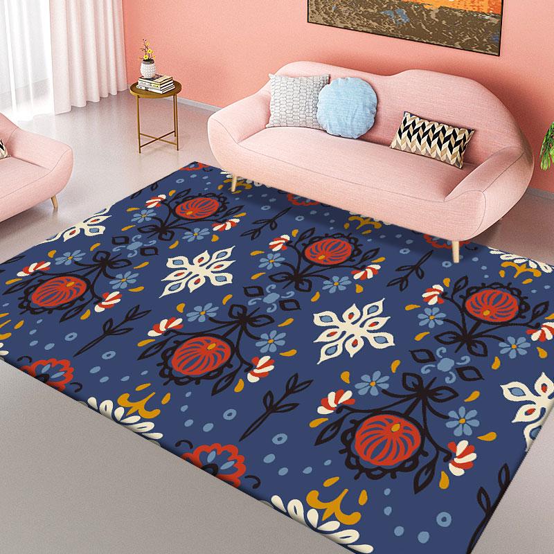 Living Room Retro Rug Bohemian Pattern Non-slip Round Rug Children's Room Floor Mat Bedroom