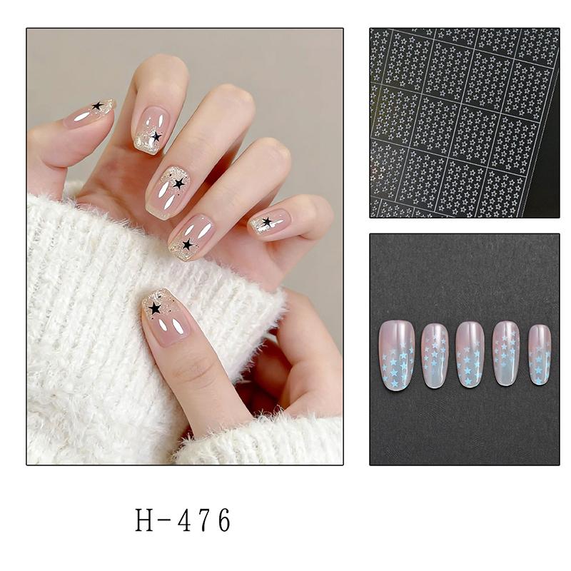 1 Sheet Nail Art Hollow Out Sticker Star Butterfly Love Adhesive Template Stamp Stickers Nail Art Decoration Charm Nail Decals