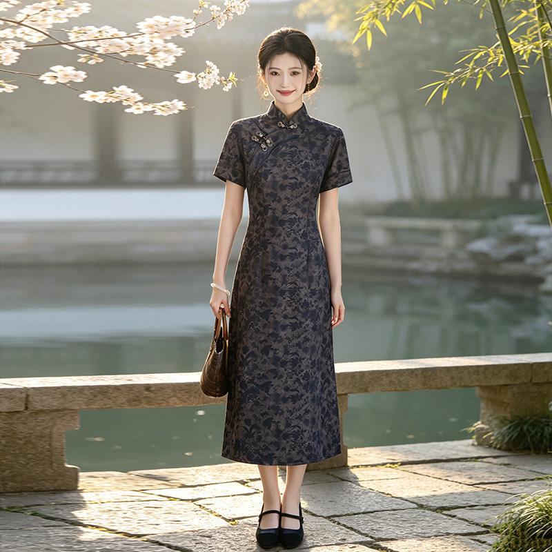 Black Skinny Mom Wear National Style New Chinese Daily Suzhou Cheongsam Improved Young Women's High-end Dress