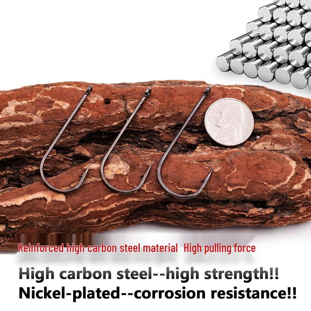 Doppelseitig widerhakenbehafteter Haken mit langem Schaft, verstärkter Kohlenstoffstahl, rutschfester Weichköderhaken mit Widerhaken vorne und hinten