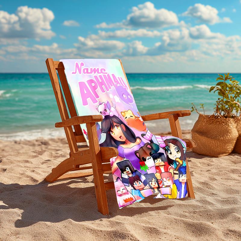 Asciugamano da spiaggia personalizzato con motivo Aphmau - morbido, assorbente, ad asciugatura rapida, perfetto per nuotare, campeggio e bagni