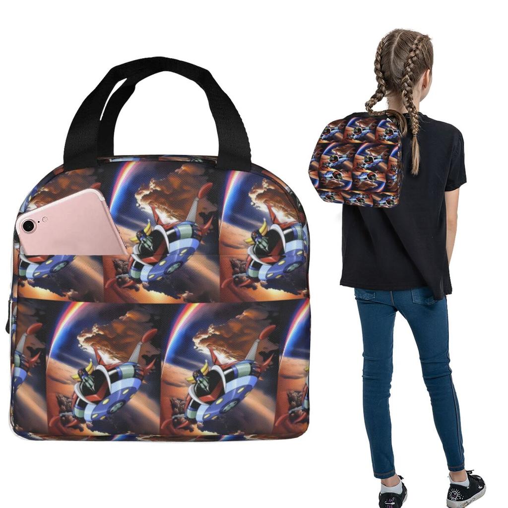 Goldrake Goldorak Anime Mazinger Z UFO Robot Grendizer Insulated Lunch Bag for Women Portable Food Boxes Thermal Lunch Box Tote