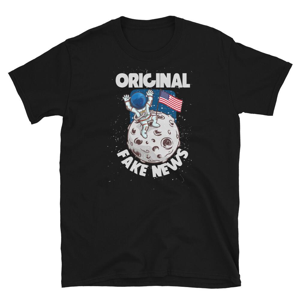 Funny NASA Apollo 11 Moon Landing Original Fake News Short-Sleeve Unisex T-Shirt L