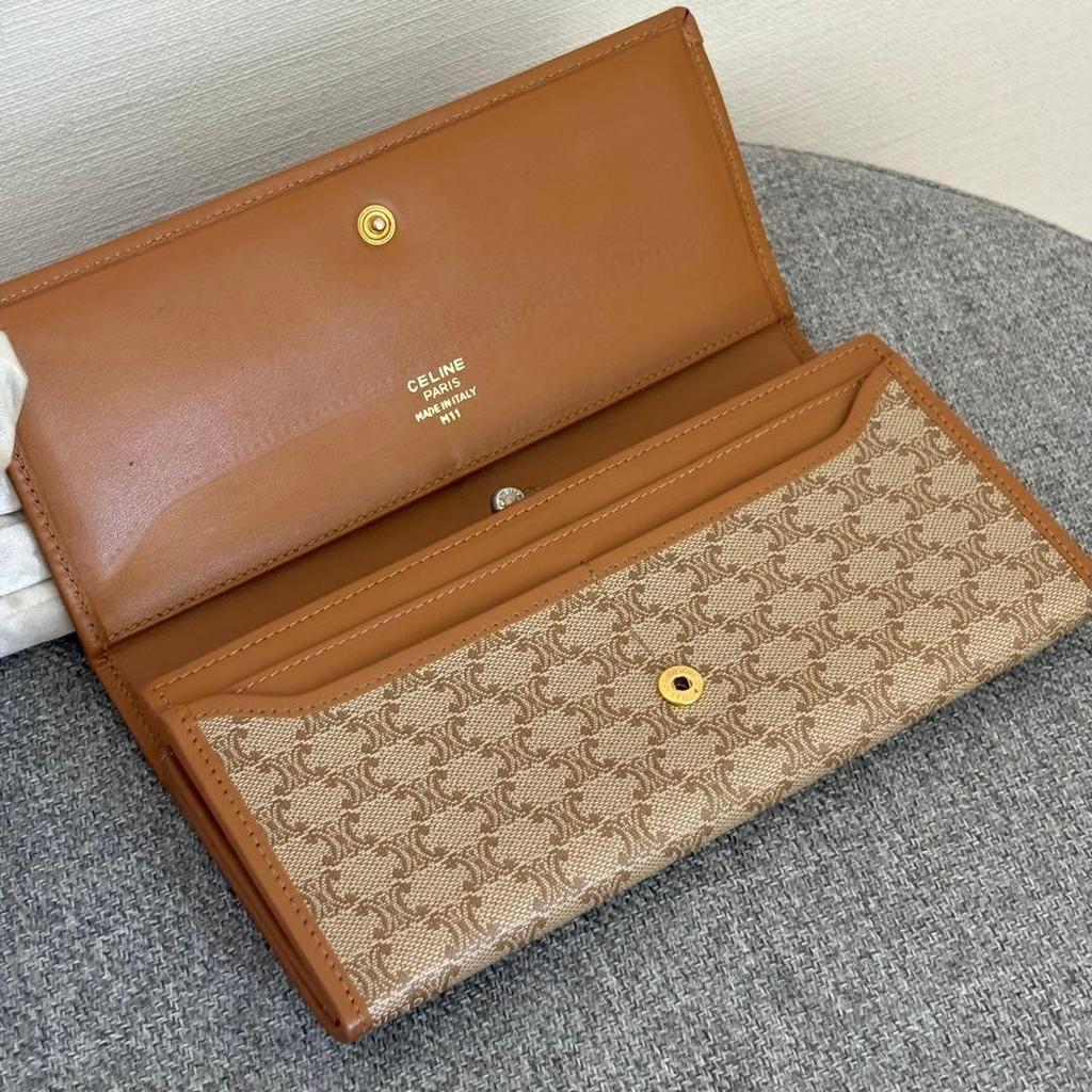Used Celine Macadam Pattern Long Wallet Bifold Wallet Beige cw520