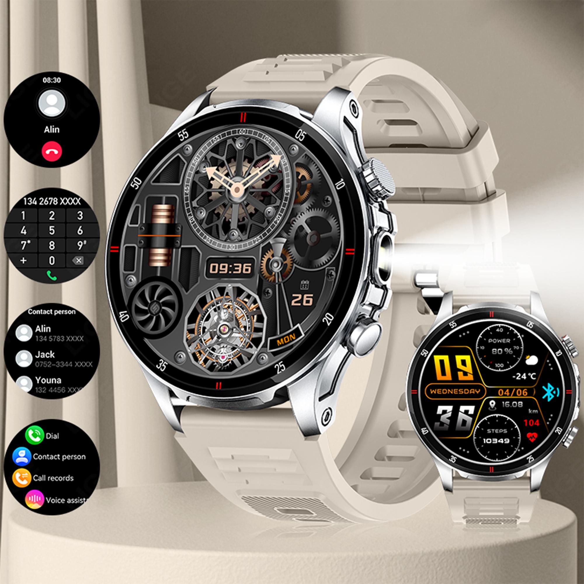 

LIGE Новые мужские умные часы Светодиодный фонарик Звонки по BT Водонепроницаемые Мониторинг пульса и сна Мониторинг здоровья Фитнес-часы silicone strap бежевый