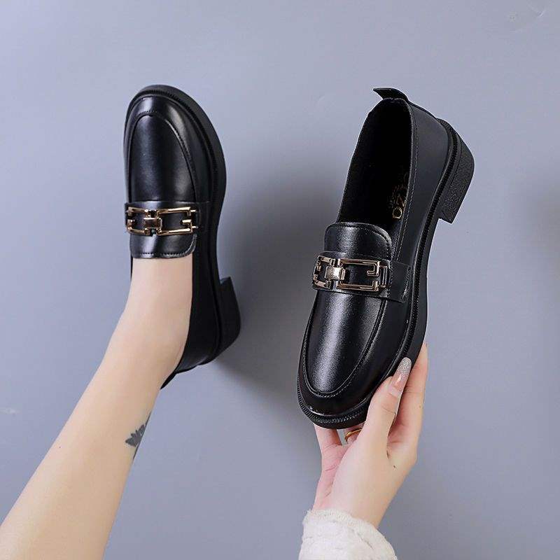 Women's Small Leather Shoes Women's British Style Women's Shoes Small Fragrant Style Soft Sole One Pedal Spring and Autumn Students