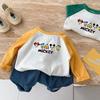 Spring Autumn Cotton Kids Cartoon Long Sleeve T Shirt Boys Girls Crew Neck Base Layer Top