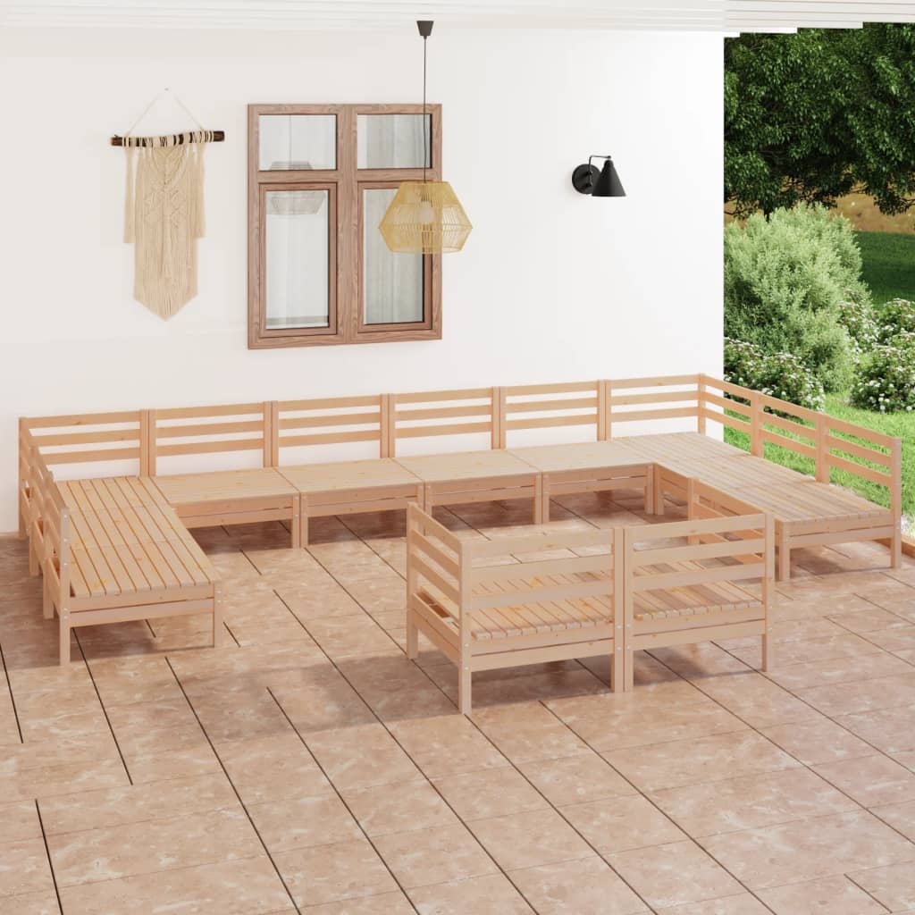 Vidaxl 12-Cz. Garden Lounge Set, Solid Pine Wood