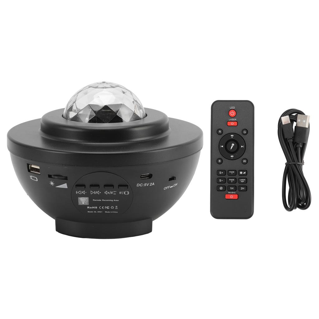 Star Projector Remote Control with Bluetooth Music Speaker USB Powered Galaxy Night Light for Party Birthday Gift Black