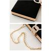 Elegant Solid Velvet Evening Clutch Rhinestone Decor Chain Handbag Luxury Formal Women Purse For Party Banquet