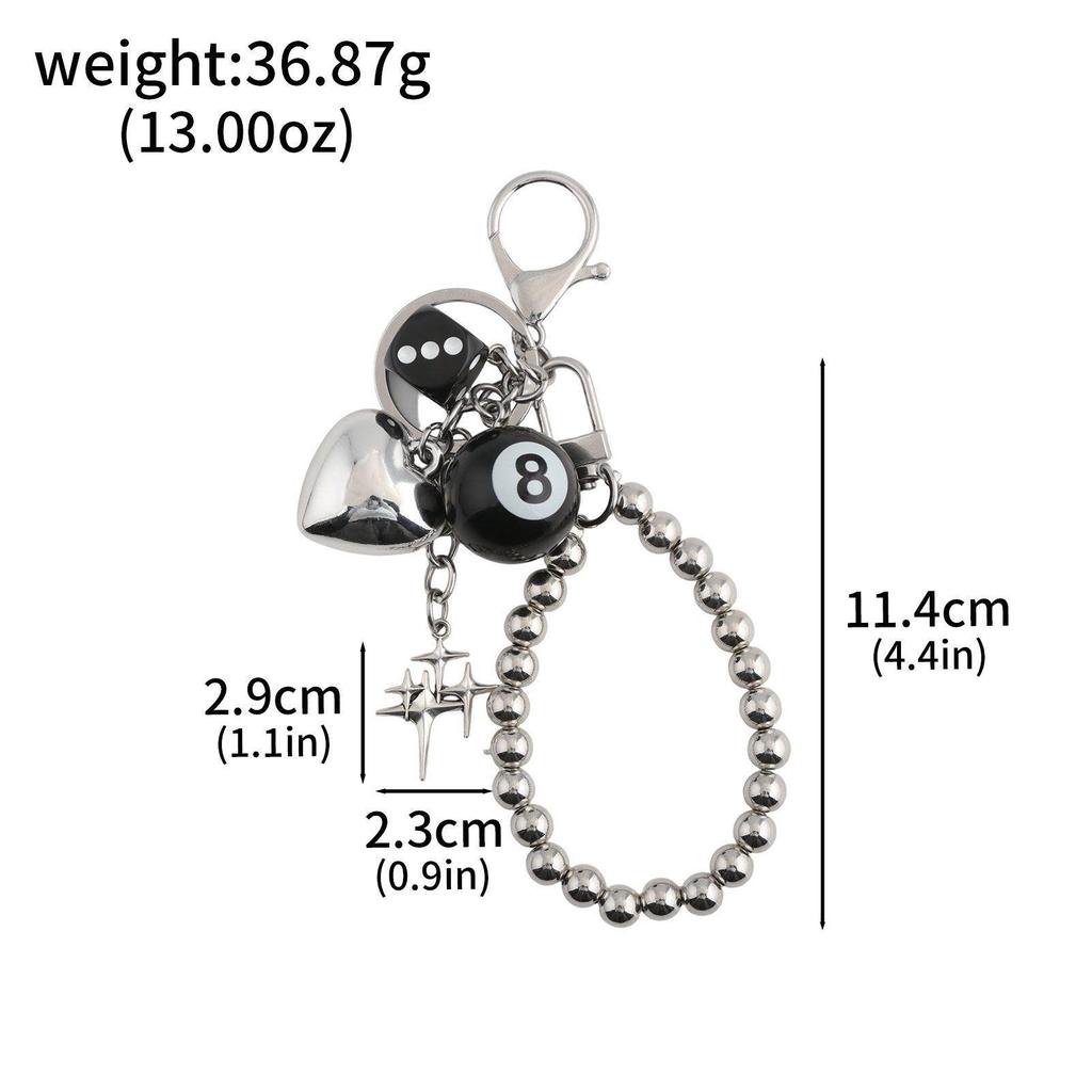 Fashionable Irregular Shape Dice Billiard Bag Pendant Metal Keychain - Hot Selling