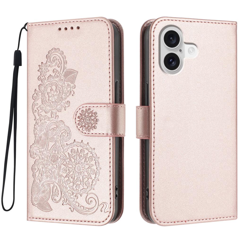 For iPhone 17 Phone Cases Mandala Flower Leather Wallet Mobile Cover with Strap