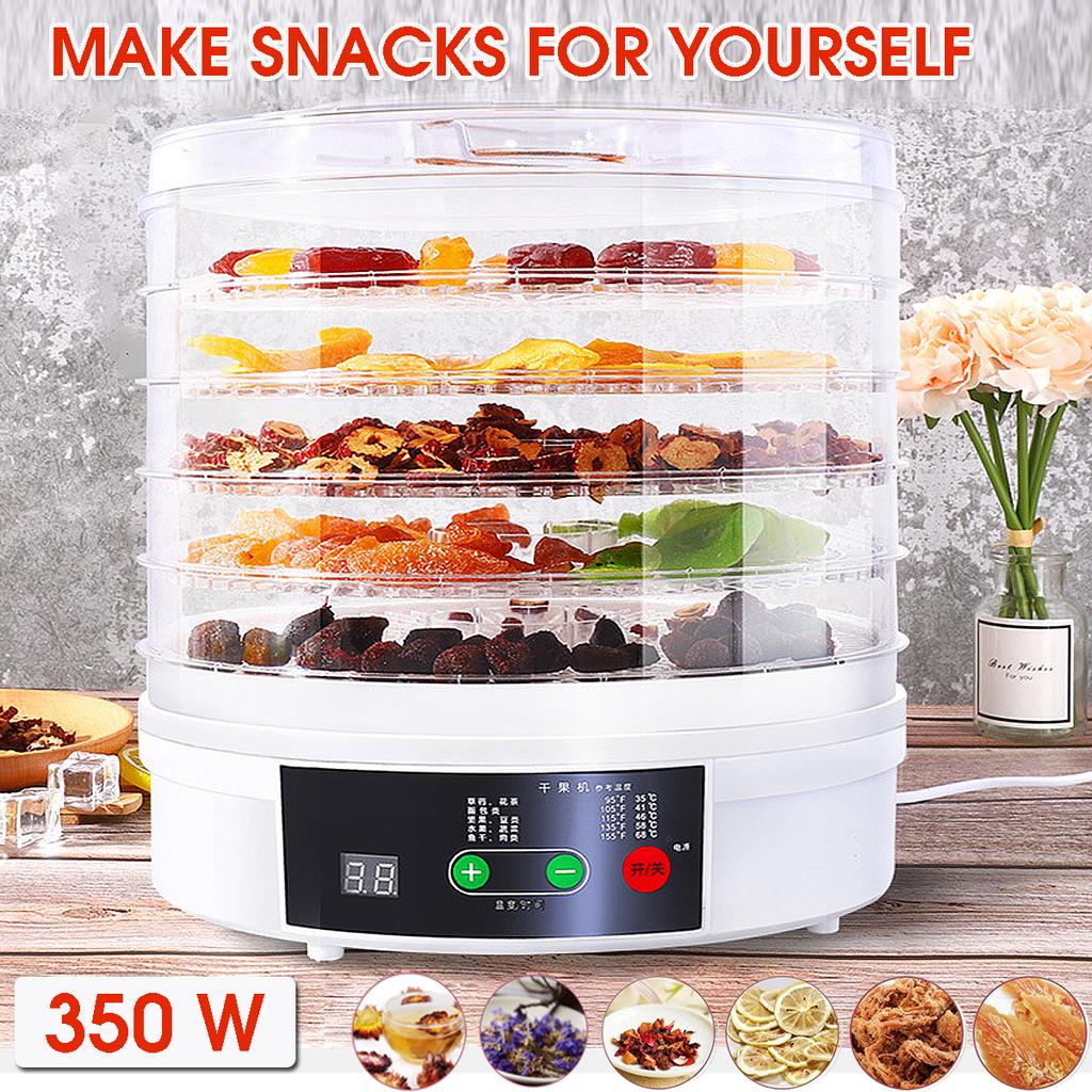 NOVO Desidratador Elétrico de Alimentos para Frutas e Legumes 350W Ajuste de Temperatura 5 bandejas Desidratador de Ar para Snacks 110/220V