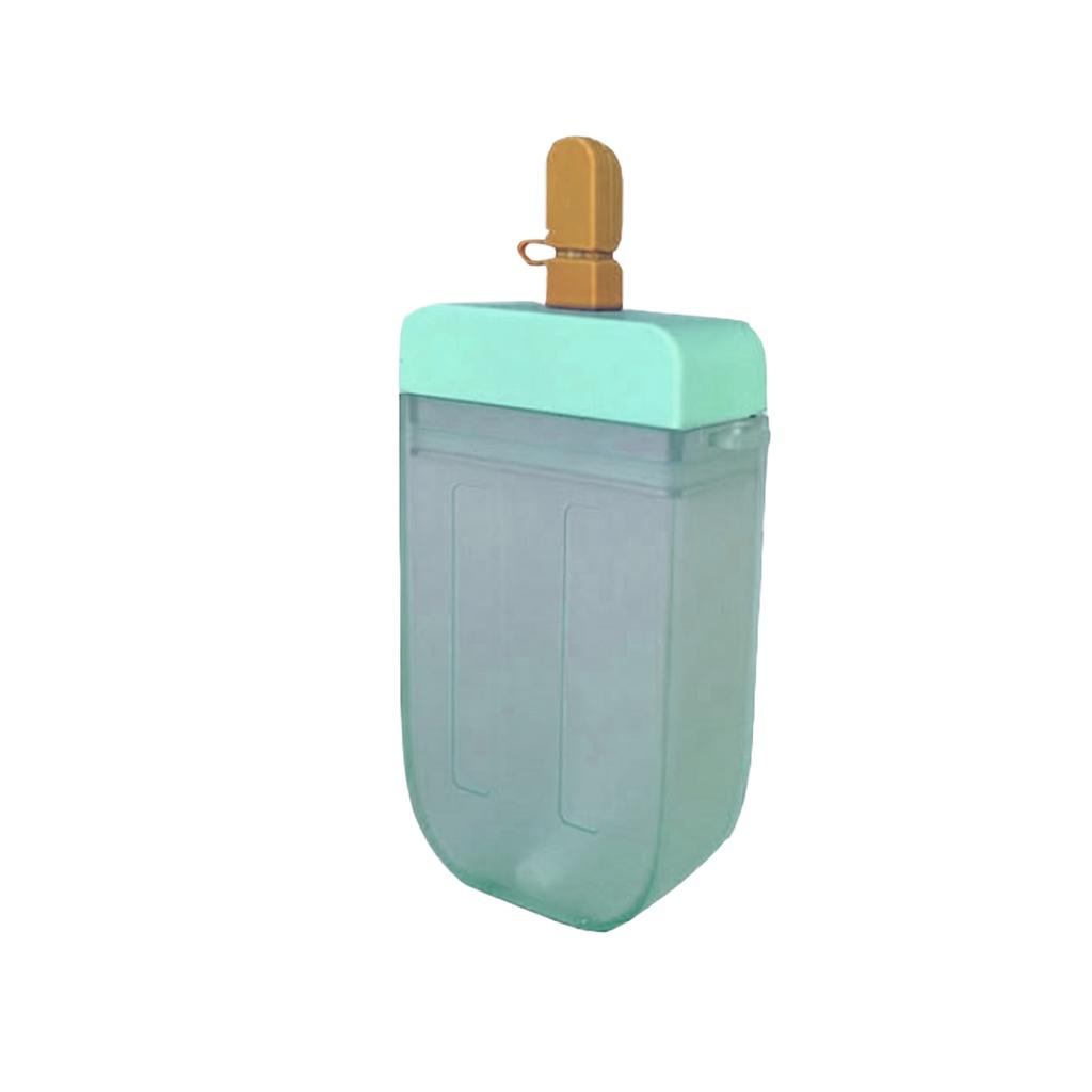 Portable Plastic Water Bottle with Straw Cartoon Ice Cream Popsicle Shape Leak Proof Design for Outdoor Travel and Daily Use