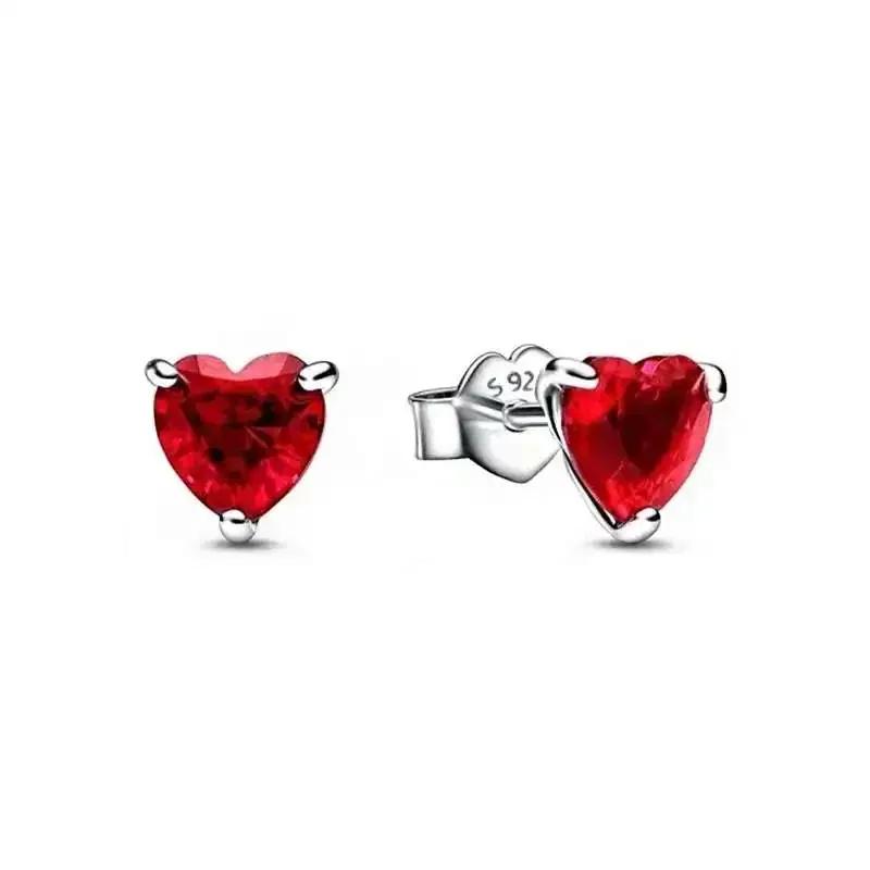 Classic Shiny Red Jewelry 925 Silver Exquisite Heart-shaped Bowknot Ring Necklace Bracelet Women's Jewelry Party Gifts