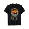 LocalBlue Men's Raptor Magma Icon T-Shirt - Black Dinosaur & Magma Print with Baryonyx-like Raptor Design, Short Sleeve Crew Neck Cotton Tee for
