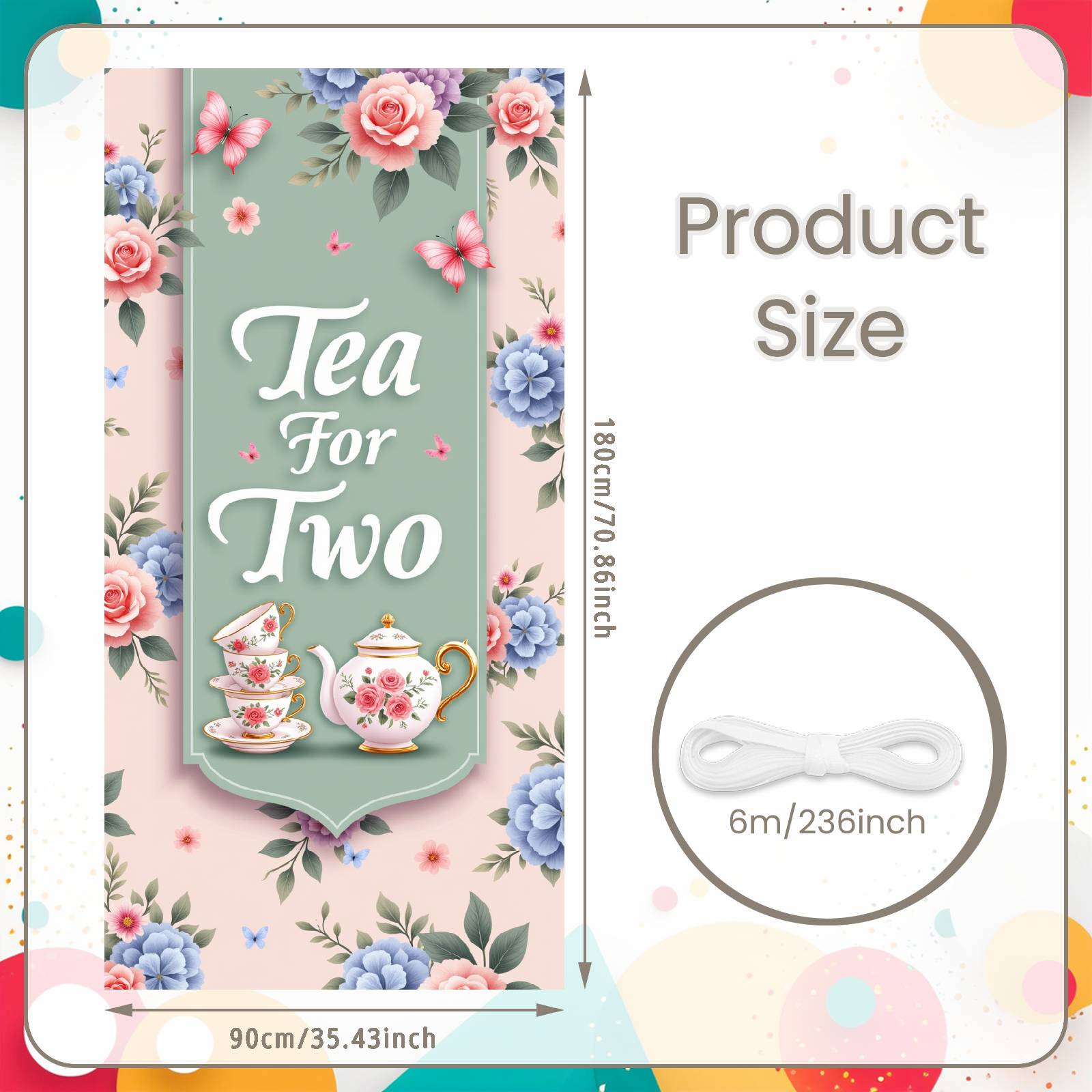 

Tea Celebration Banner Butterfly Accent Tea For Two Banner Tea Party Banner Pastel Color For Indoor Celebration
