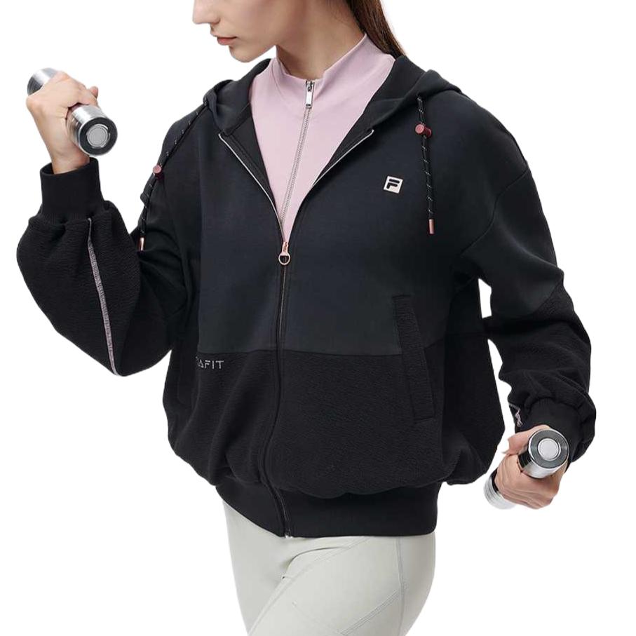 

New FILA Fitness Jackets Coats Women s Pitch Black A11W141504F-BK 165/84A/M