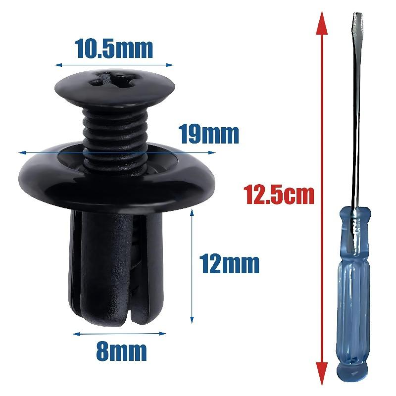 8mm Push Rivet Fastener Clips Universal Car Bumper Fender Liner Door Trim Panel Retainer Clamp with Screwdriver Removal Tool