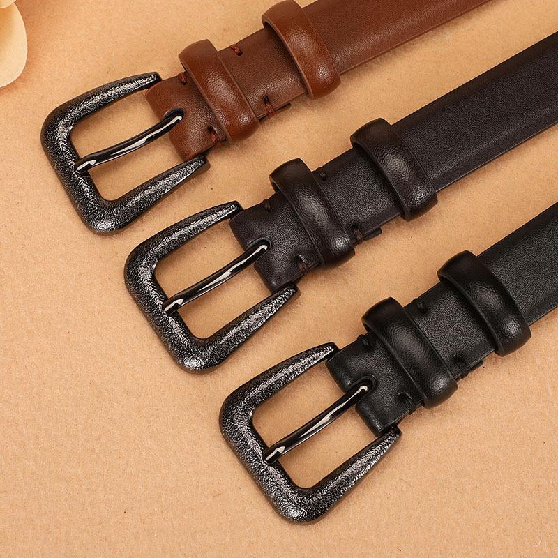 Pin Buckle Leather Cowhide Belt Women'S Decoration Casual Denim Retro Belt Niche Belt Women'S Clearance