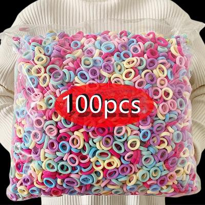 100/200/500 pz Accessori per Capelli per Bambini ad Alta Elasticità Corda per Capelli alla Moda in Nylon Cerchietto Semplice Base