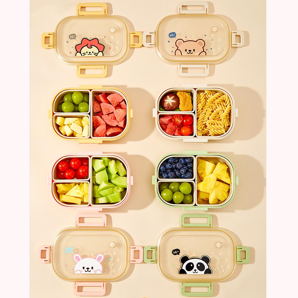WORTHBUY Detachable Divided Plastic Lunch Box For Kids Students Microwave Heatable Portable Sealed Fruit Salad Food Container