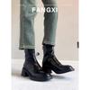 025 New Spring and Autumn Single Boots, British Style Square Toe, Chelsea Boots, High Heels, Skinny Boots, Thick Heel Boots, Women