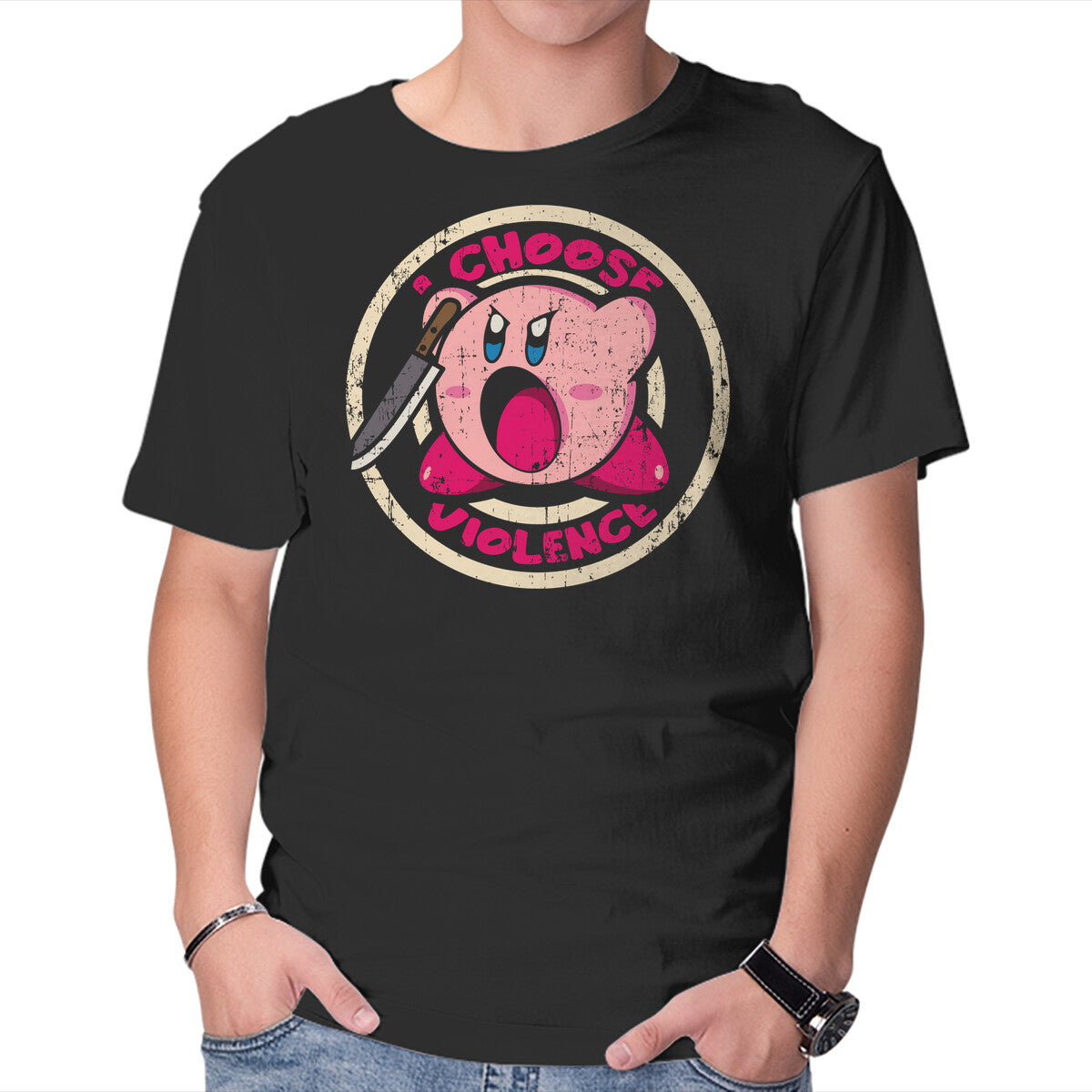 Unisex Crew Neck T-Shirt Choosing Violence Graphic Short Sleeve Casual Tee S