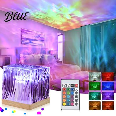 Wall And Ceiling Projector Aurora Night Light Ambient Lighting with Remote Control Rechargeable Portable Smart Water Ripple Effect LED Lamp
