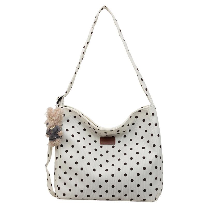 Large-capacity Dotted Bag Fashionable Shoulder Bag for College Students' Use As A Schoolbag or Shopping Bag