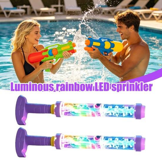 1/2/3/4Pcs Glowing Rainbow LED Water Sprayer, Light-up Water Sprinkler with Colorful Lights, Water Sprayer Tube Toy for Outdoor Summer Pool Party