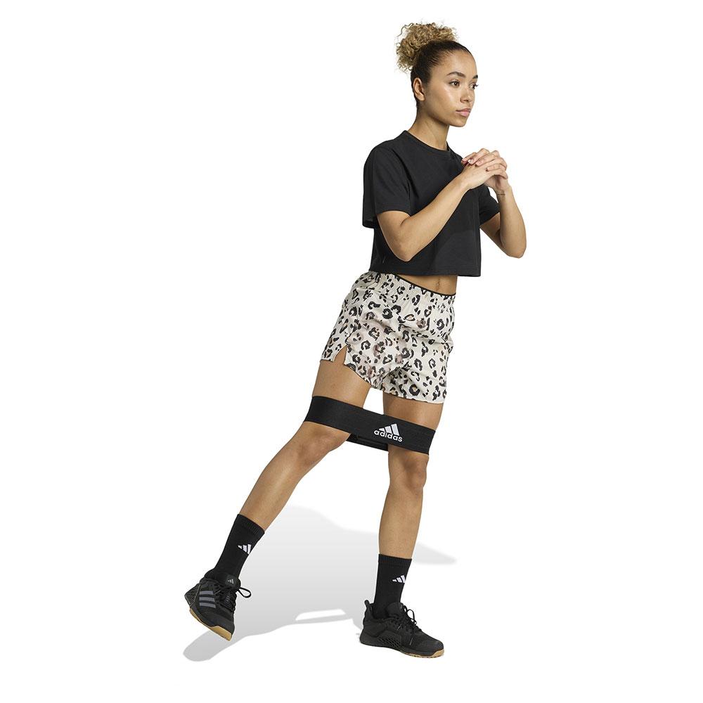 adidas Spodenki z tkaniny z nadrukiem Workout Essentials 100% poliester z recyklingu Szare