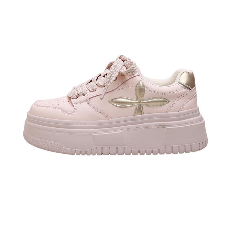 

Кожаные дышащие кеды на толстой подошве, с круглым носком, на шнуровке, повседневные, женские спортивные туфли для увеличения роста 40