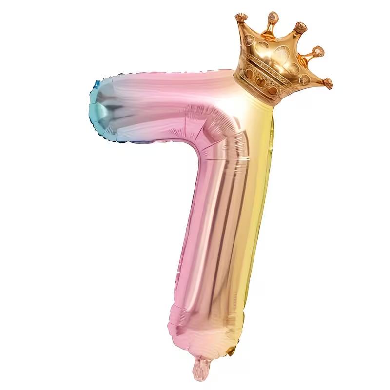 Balon Folie Număr Curcubeu 32 Inch Balon Digital Mini Număr Balon Folie Metalică pentru Petrecere Zi de Naștere Nuntă Decor Fundal