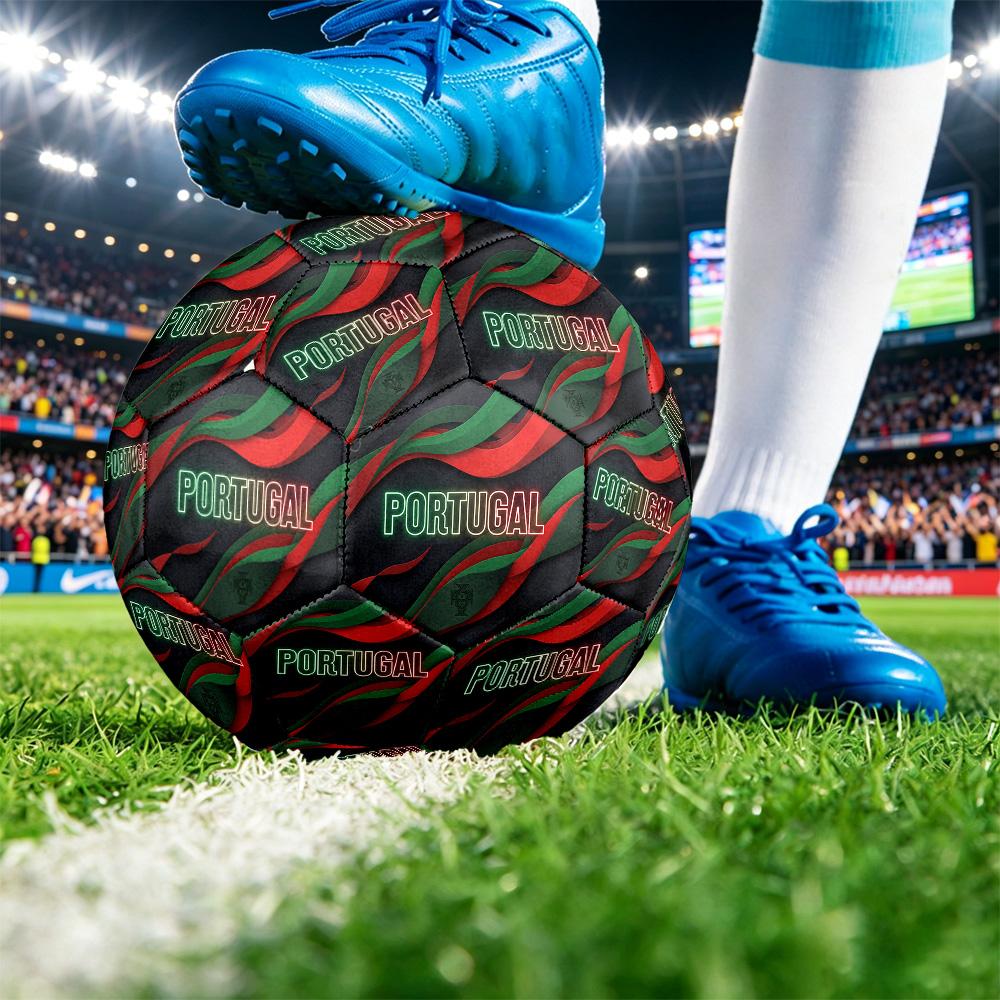 Portugal Football Printed Size 5 Soccer Ball Wear Resistant Standard Adult Training Football Fan Gift for Indoor Outdoor Match Sports