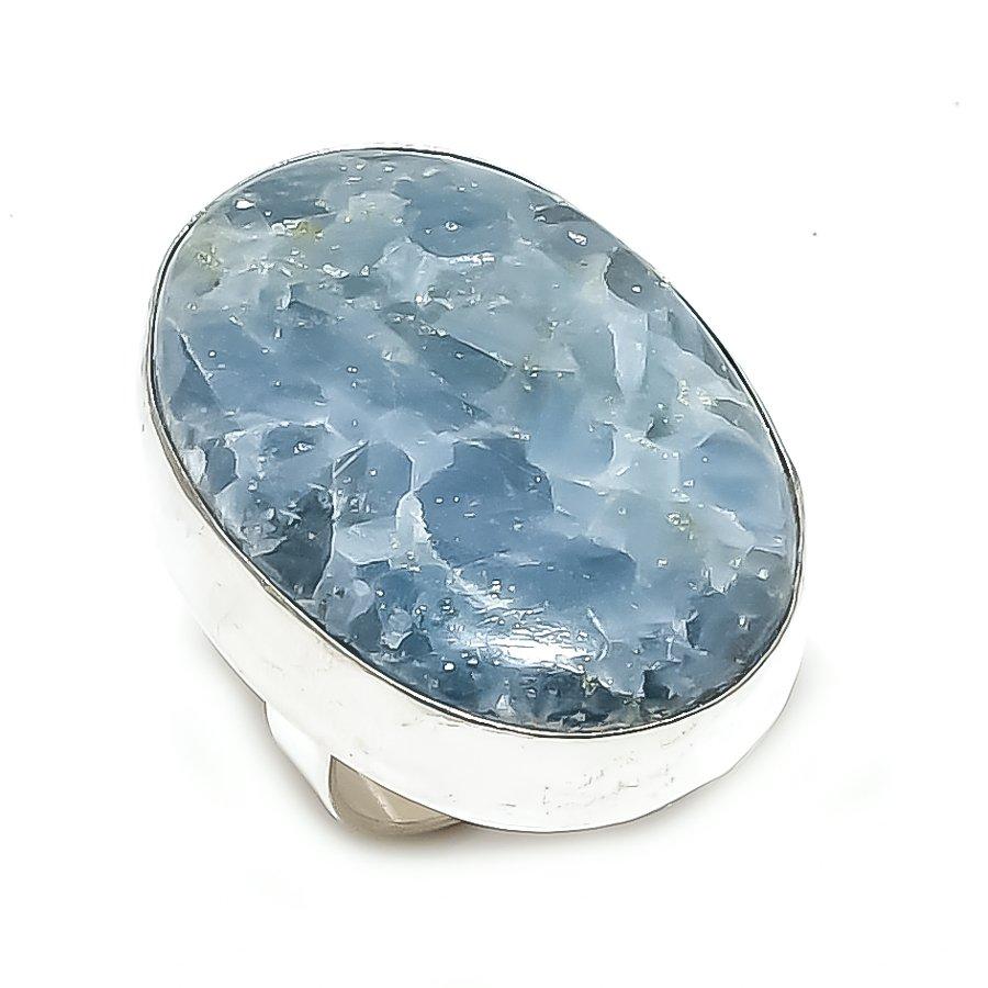 Aquamarine Gemstone Handmade 925 Sterling Silver Jewelry Ring Size 9 N6N85