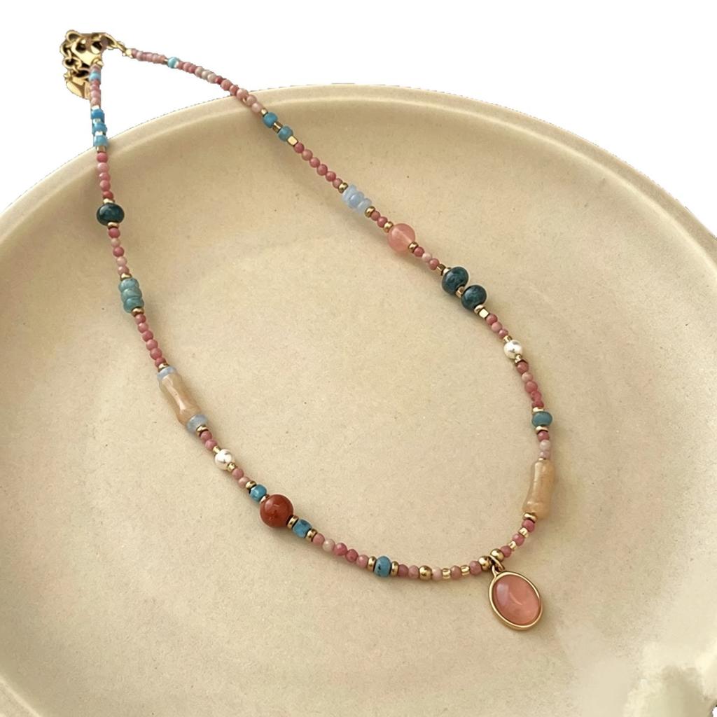 "Peach Island" Beaded Necklace Women's Niche Non-collision Collarbone Chain Gentle Temperament Accessories