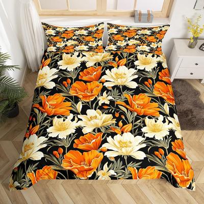 Botanische Lilie Bettbezug Twin Full Queen King Schick Floral Bettdeckenbezug Boho Blume Bettwäscheset Aquarell Blütenblätter Bettset