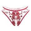 Women's Passionate See-Through Embroidered Open Crotch Thong