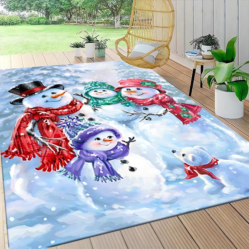 Snowy Winter Family Carpet Rug Soft Washable Anti Slip Home Living Room Sofa Mats Personalized Christmas Rug