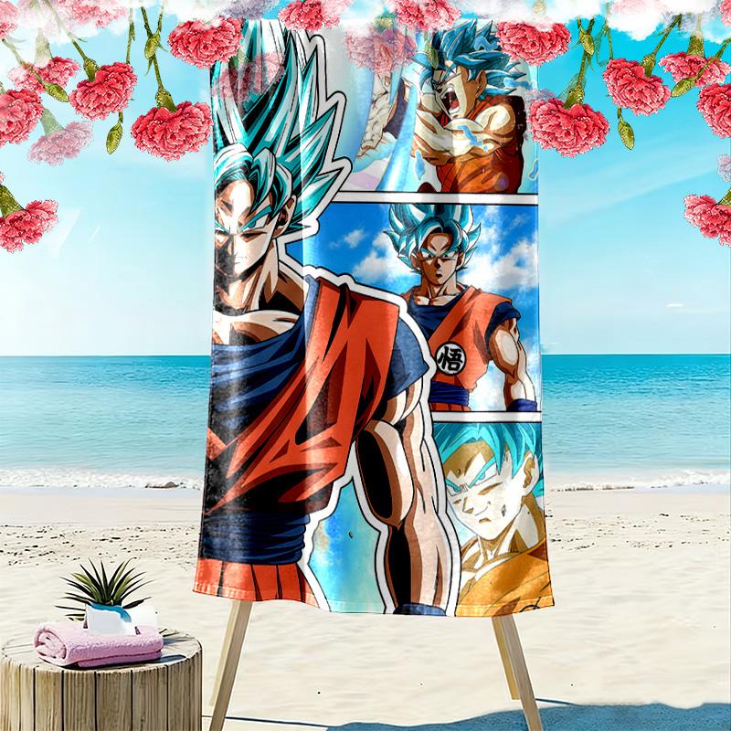 Son Goku Print Beach Towel, Large Soft Quick Dry Towel for Beach Camping Swimming