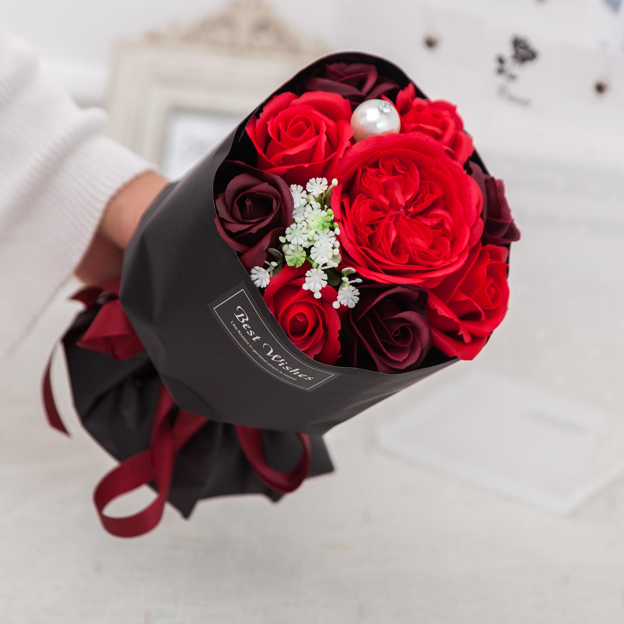 Eco-Friendly Sustainable Choice Artificial Austin Bouquet De Fleur Graduation Brides Mariage Rose Soap Flower Bouquet Wedding 35*35*25