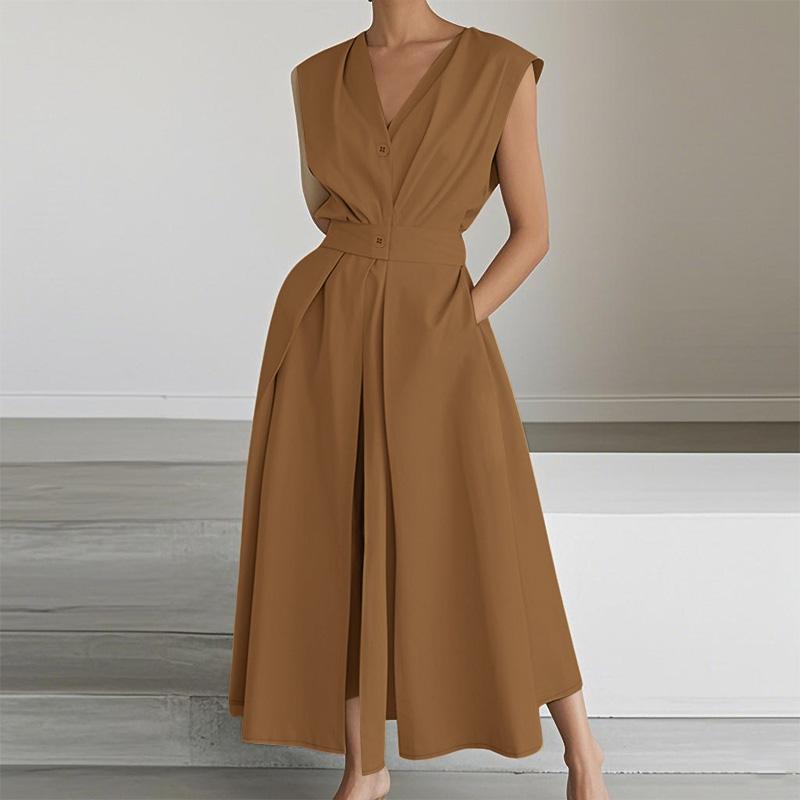ZANZEA Womens Summer V-Neck Casual Sleeveless Long Dress
