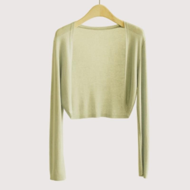 Fashion Casual Ice Silk Knitted Cardigan Jacket for Women Summer Autumn Shawl Outerwear Knitwear Tops Women Thin Loose Solid Short Cardigans 25128