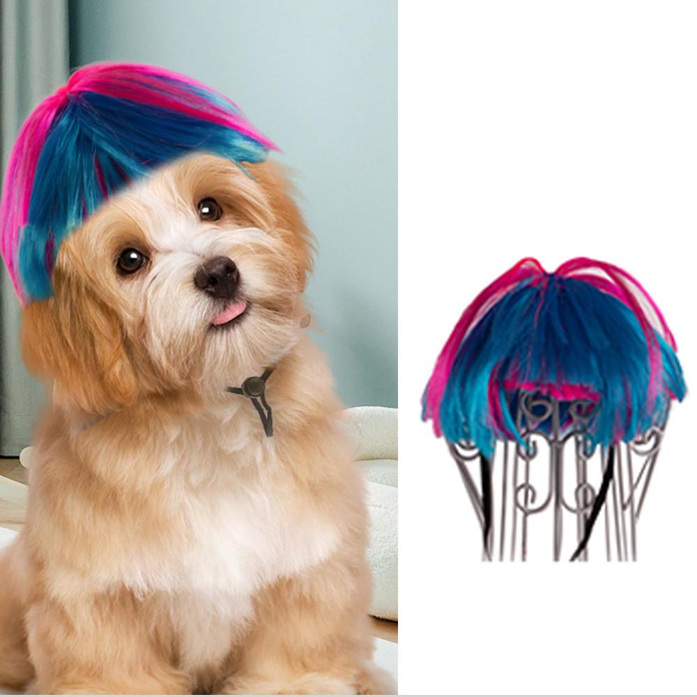 

Funky Multicolor Curly Pet Wig For Dogs And Cats With Nylon Fiber For Festive Celebrations