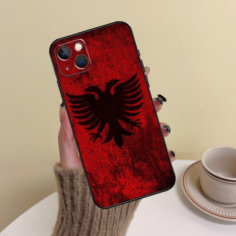 Albania Flag Phone Case For iPhone 16 Pro Max 14 13 12 11 15 17 Pro Max Mini Plus 16e 17 Air Cover Funda