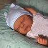 BZDOLL 50cm 20inch Like Real Newborn Bebe Asleep Fat Black 3D Skin Reborn Baby Doll Soft Vinyl Limbs Cloth Body Toy Gift for Girl Birthday