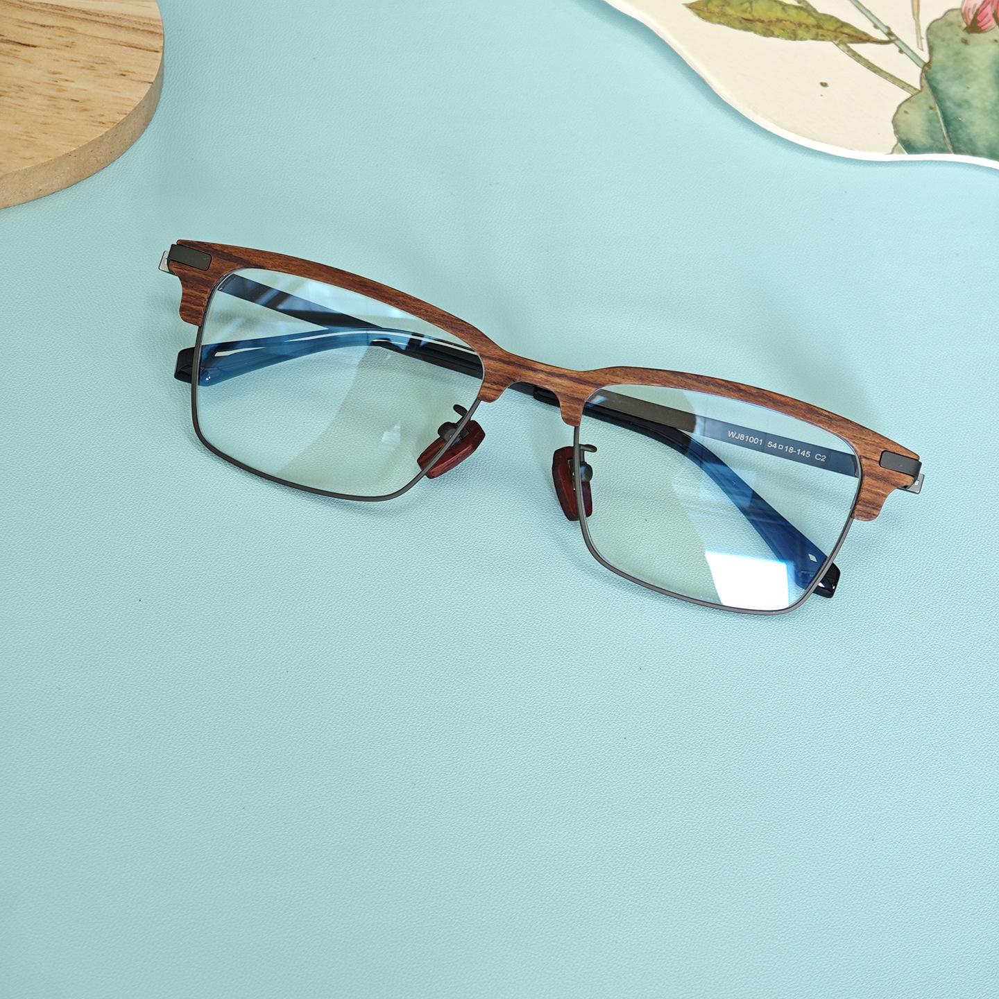Summer Retro Men’s Titanium Sandalwood Glasses Frame - Light, Luxury Design